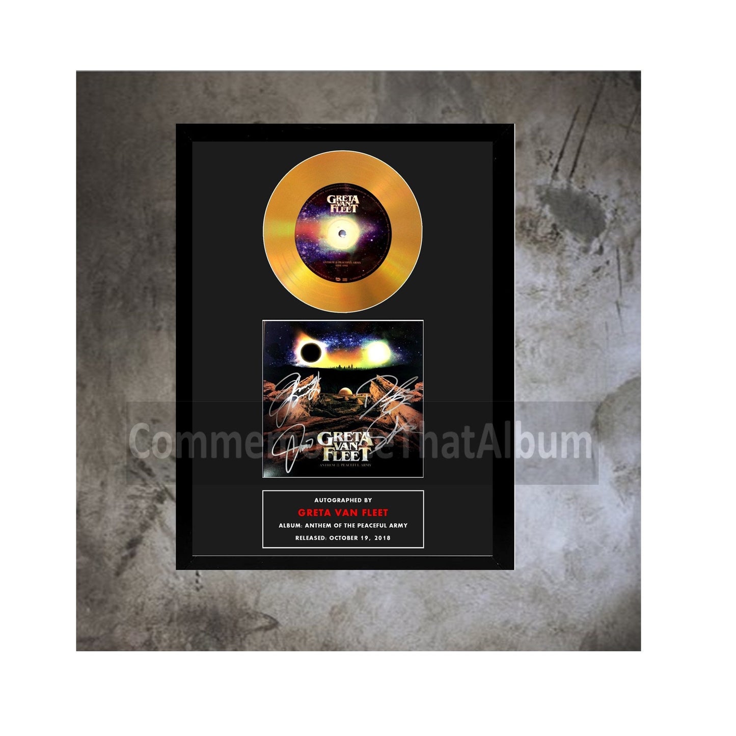 Greta Van Fleet Autographed "Anthem of the Peaceful Army" Replica. 9.5" x 12.5" Inches, FRAME INCLUDED