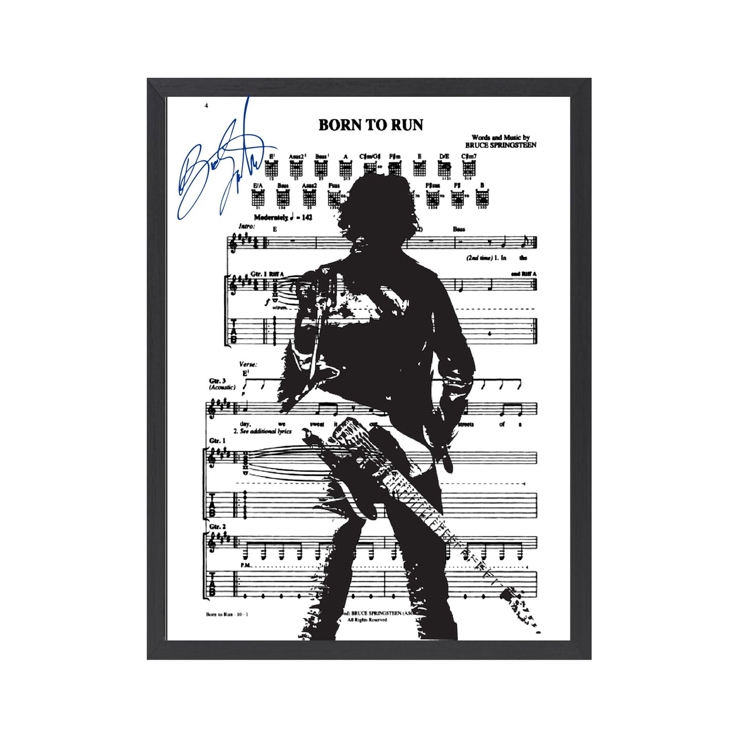 Autographed Bruce Springsteen Setlist. Frame Included. Frame Sizes Vary.