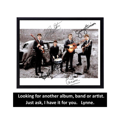 Autographed Beatles Album Cover Replicas.  12" x 12" inches.  Frame is included.  Just message me to tall me the album cover you want framed and shipped.