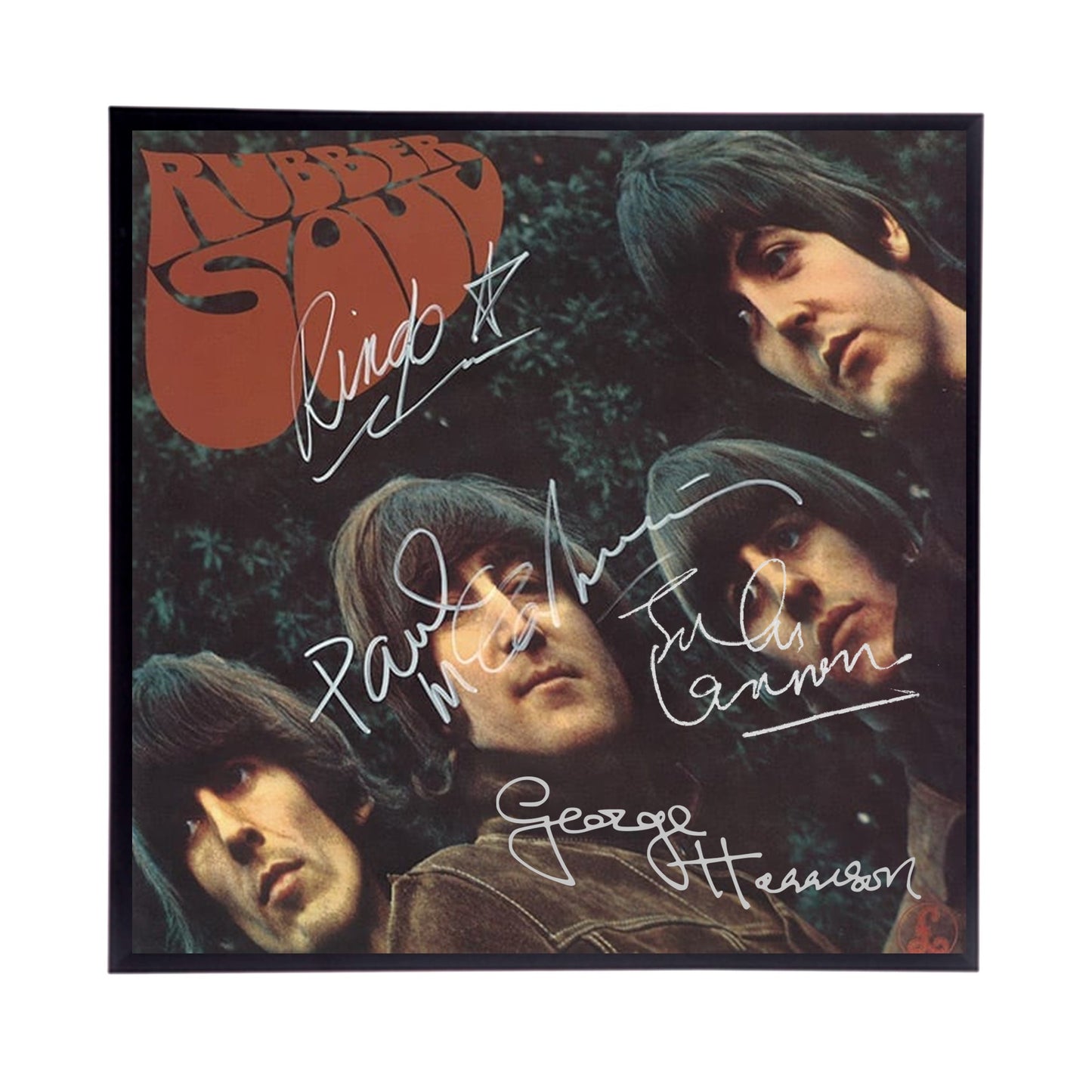 Autographed Beatles Album Cover Replicas.  12" x 12" inches.  Frame is included.  Just message me to tall me the album cover you want framed and shipped.