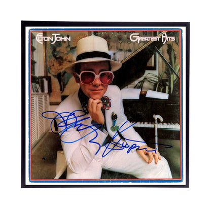 Elton John Autographed Album Cover and sheet music Replicas.  12" x 12" inches.  Frame is included.