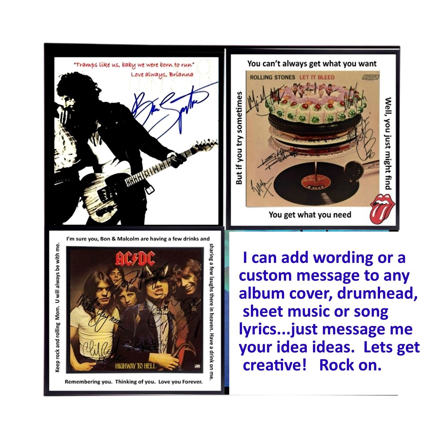 Autographed Bruce Springsteen "Darkness on the Edge of Town" Album Cover Replica.  12" x 12" inches.  Frame is included.