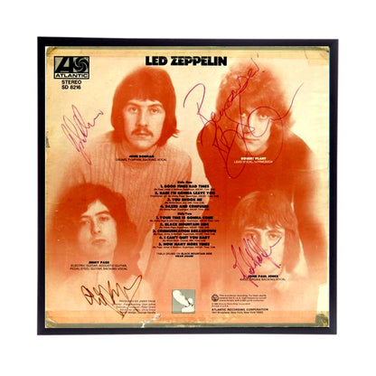 Autographed Led Zeppelin Album Cover Replicas. 12" x 12" inches.  Frame is included. Just Message me to tell me the cover you want framed and shipped.