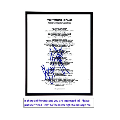 Autographed Bruce Springsteen "The River" Album Cover Replica.  12" x 12" inches.  Frame is included.