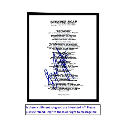 Autographed Bruce Springsteen "Born to Run" Album Cover Replica.  12" x 12" inches.  Frame is included.