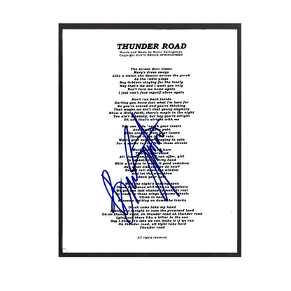 FRAMED Autographed Bruce Springsteen "Thunder Road" Sheet Music Replica, 11" x 14"